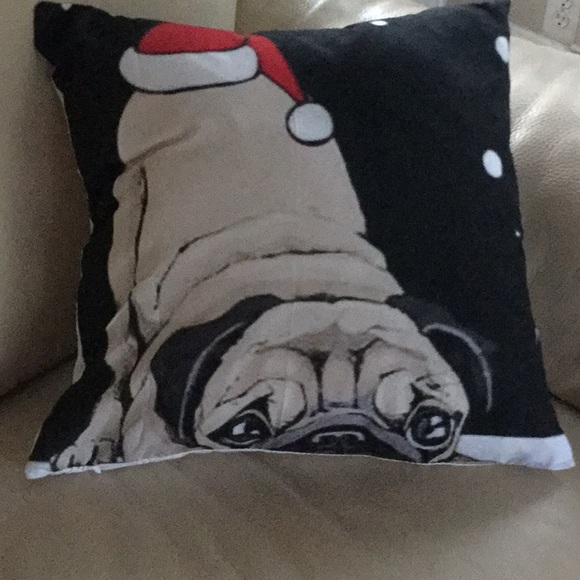 Pug pillow case with Christmas stocking 18x18 NEW - Picture 3 of 4